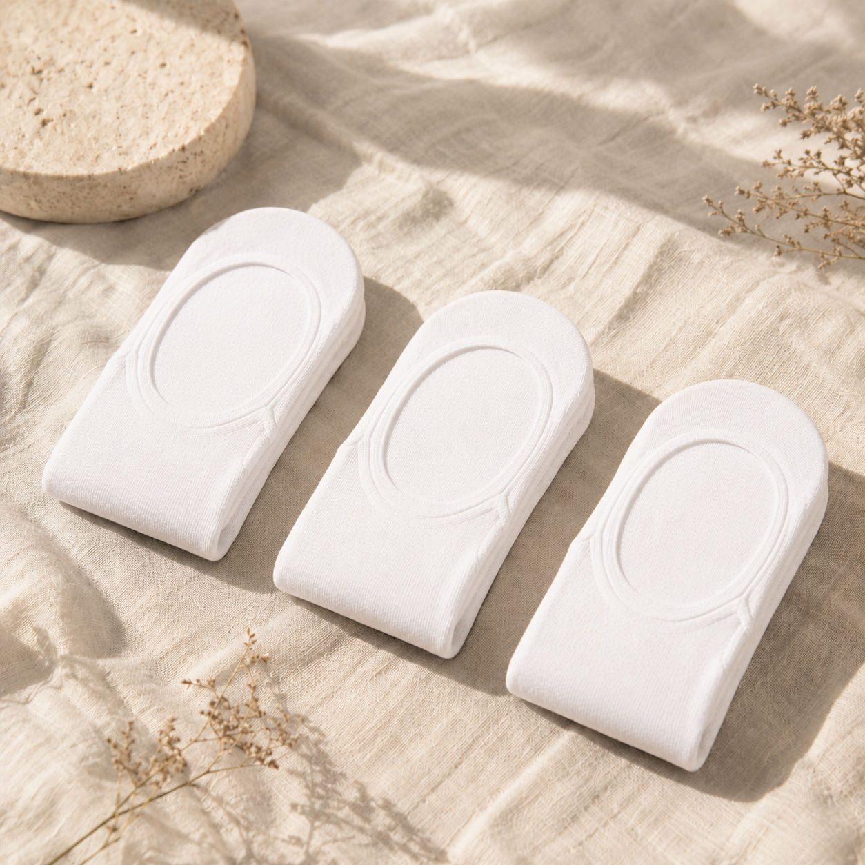 Kit 3 Pares Branco - Meia Invisível Fixa